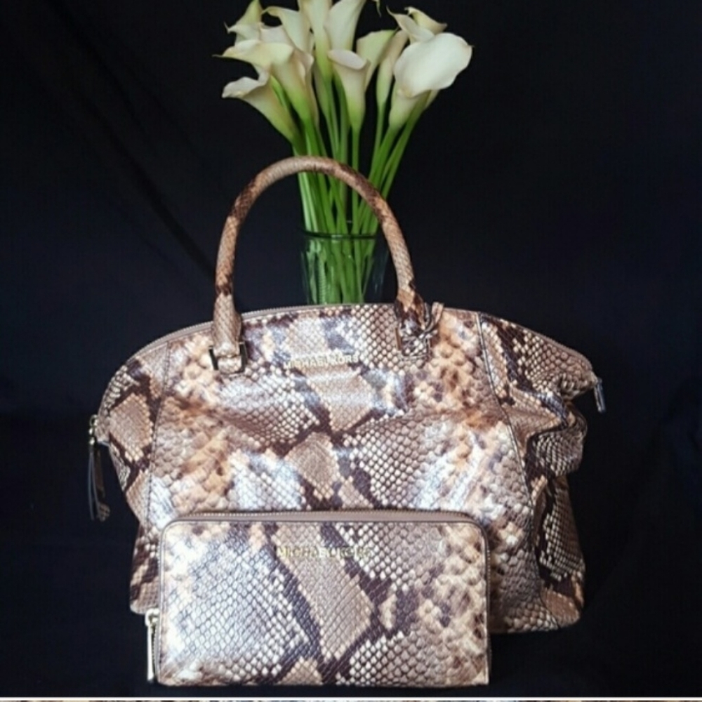 PYTHON  MICHAEL KORS Riley & wallet combo